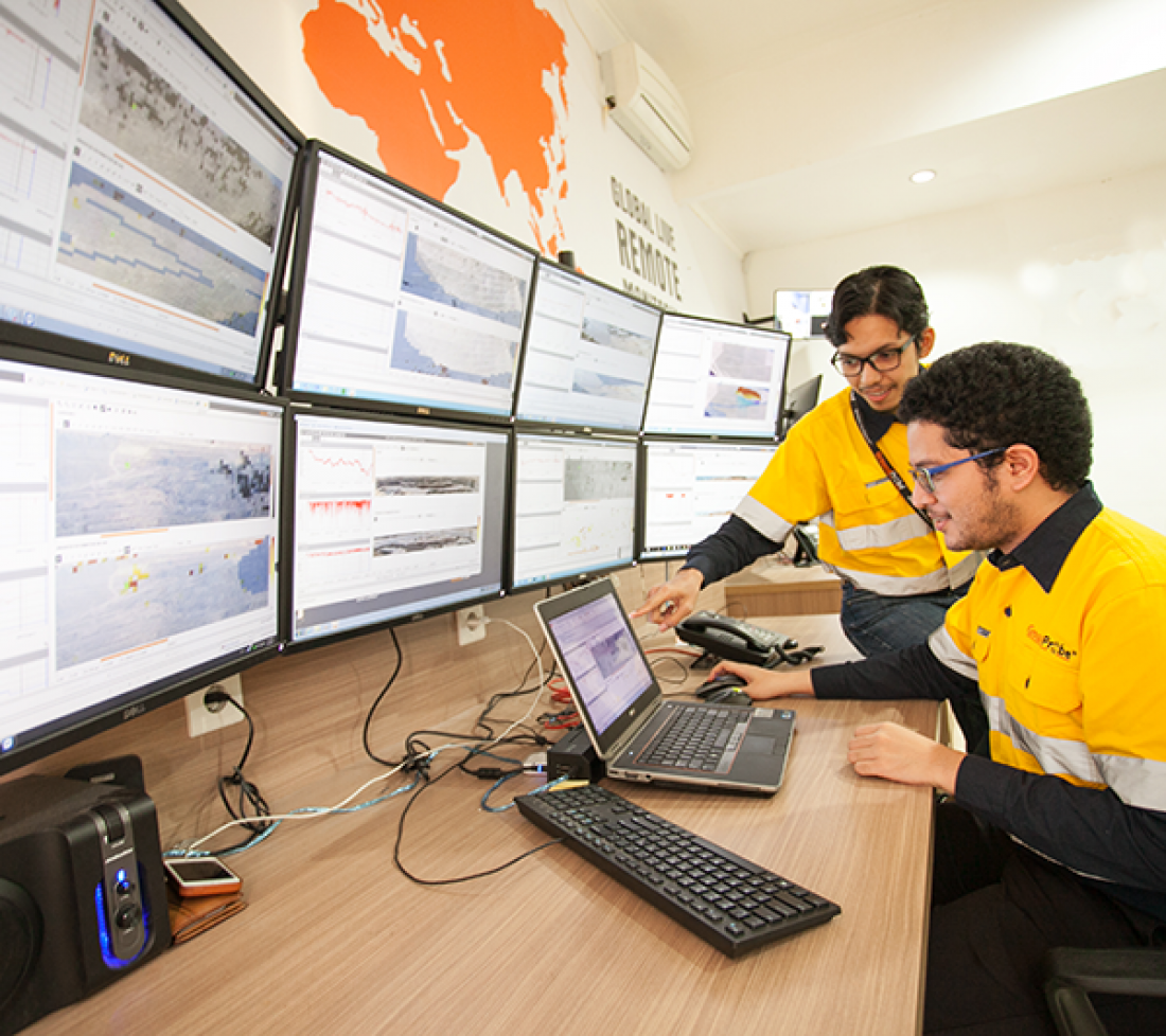 Two people working at the Geotechnical support services